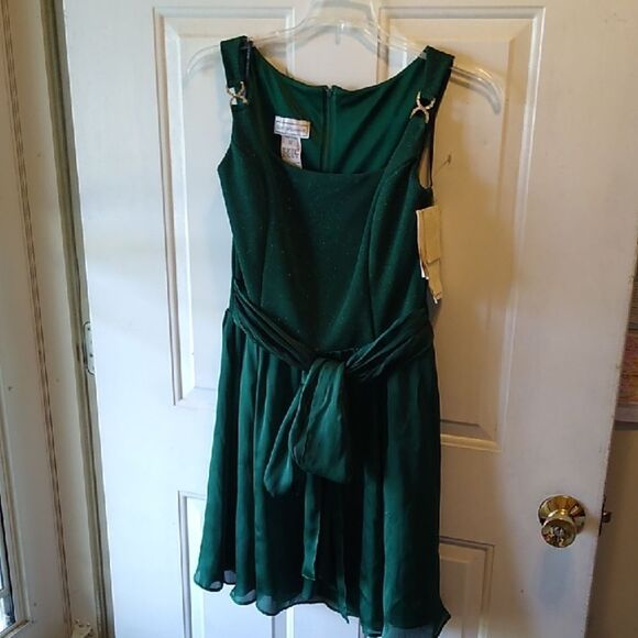 NWT Vintage Scott McClintock Glittering Emerald Green Short Sleeveless Dress - Picture 1 of 12